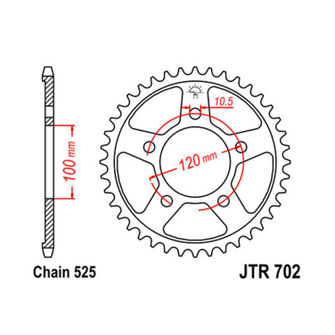 Lančanik zadnji JT  JTR702-44 (525) 44 zuba