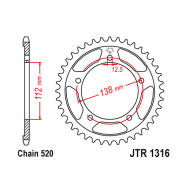 Lančanik zadnji JT  JTR1316-39 (520) 39 zuba