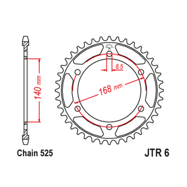 Lančanik zadnji JT  JTR6-47 (525) 47 zuba