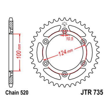 Lančanik zadnji JT JTR735-45 (520) 45 zuba