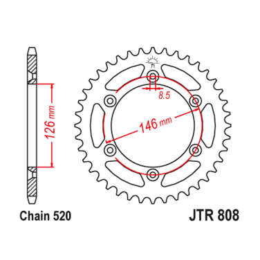 Lančanik zadnji JT JTR808-43 (520) 43 zuba