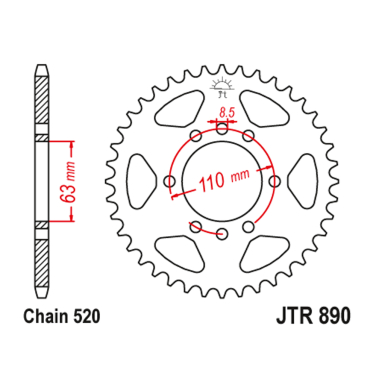 Lančanik zadnji JT JTR890-45 (520) 45 zuba