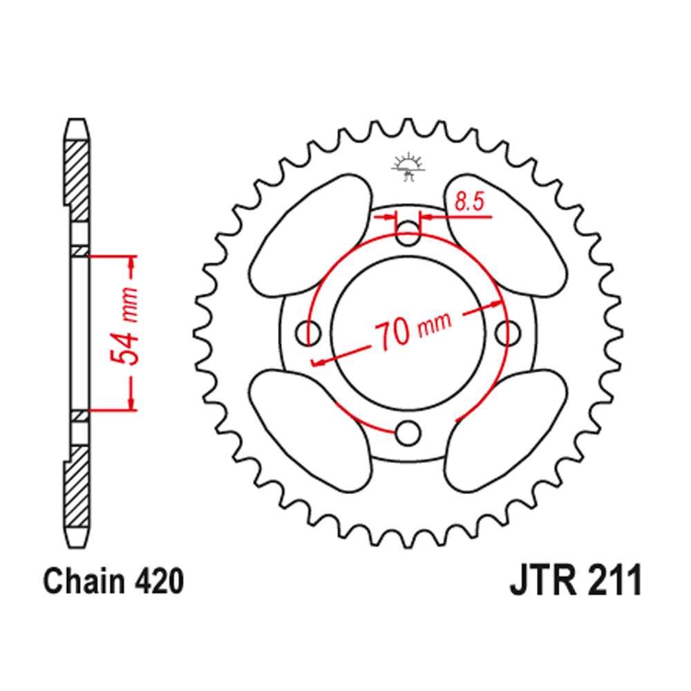 Lančanik zadnji JT  JTR211-42 (420) 42 zuba Tomos Daytona poštarski