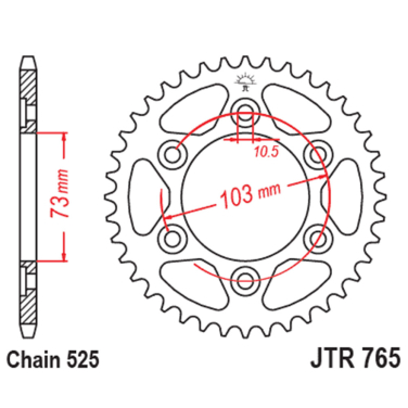 Lančanik zadnji JT JTR765-43 Ducati Multistrada 950 43 zuba