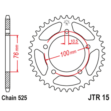 Lančanik zadnji JT  JTR15-44  (525) 44 zuba