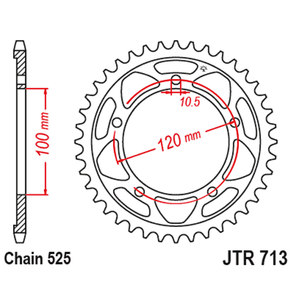 Lančanik zadnji JT JTR713-42 ( 525 ) 42 zuba