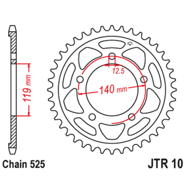 Lančanik zadnji JT  JTR10-44 (525) 44 zuba