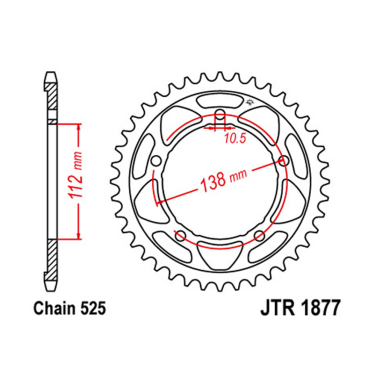 Lančanik zadnji JT JTR1877-47 (525) 47 zuba