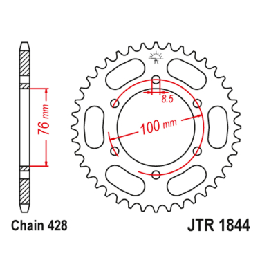 Lančanik zadnji JT JTR1844-52 (428) 52 zuba