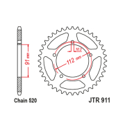 Lančanik zadnji JT JTR911-46 (520) 46 zuba Zontes G1 125cc