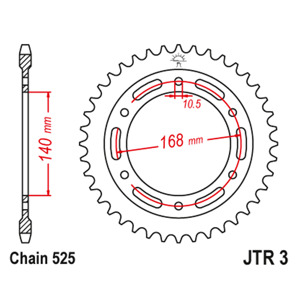 Lančanik zadnji JT JTR3-47 (525) 47 zuba