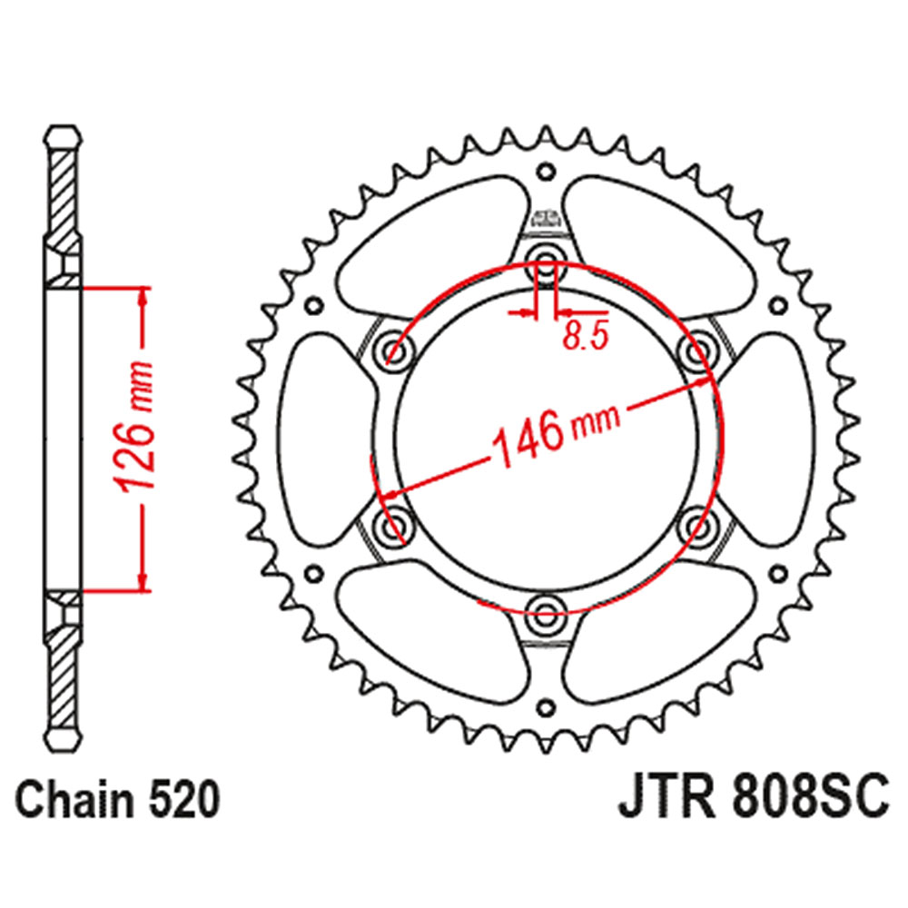 Lančanik zadnji JT JTR808-51SC (520) 51 zub