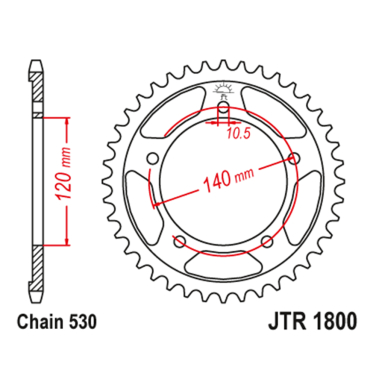 Lančanik zadnji JT JTR1800-44 (530) 44 zuba