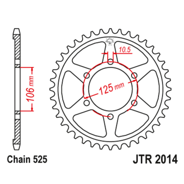 Lančanik zadnji JT JTR2014-50 (525) 50 zuba