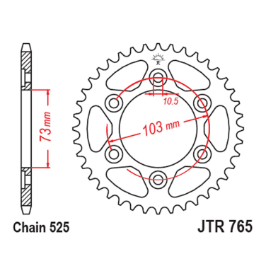 Lančanik zadnji JT JTR765-42ZBK (525) 42 zuba Multistrada V4