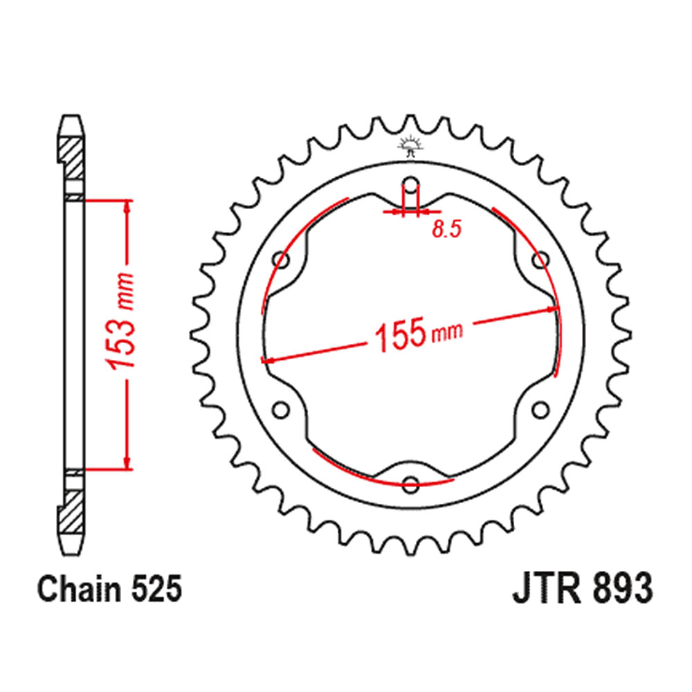Lančanik zadnji JT JTR893-38ZBK (525) 38 zuba