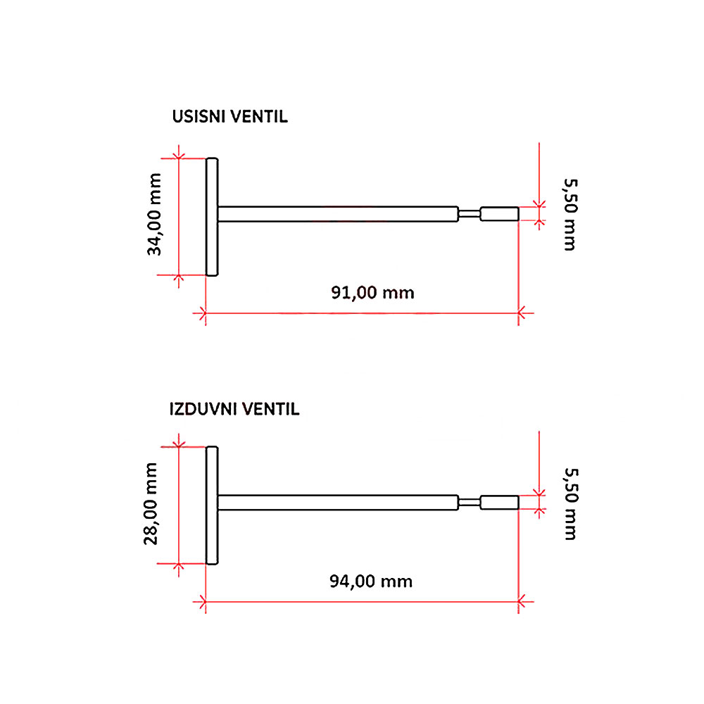 Ventili kineski ATV CG 250cc