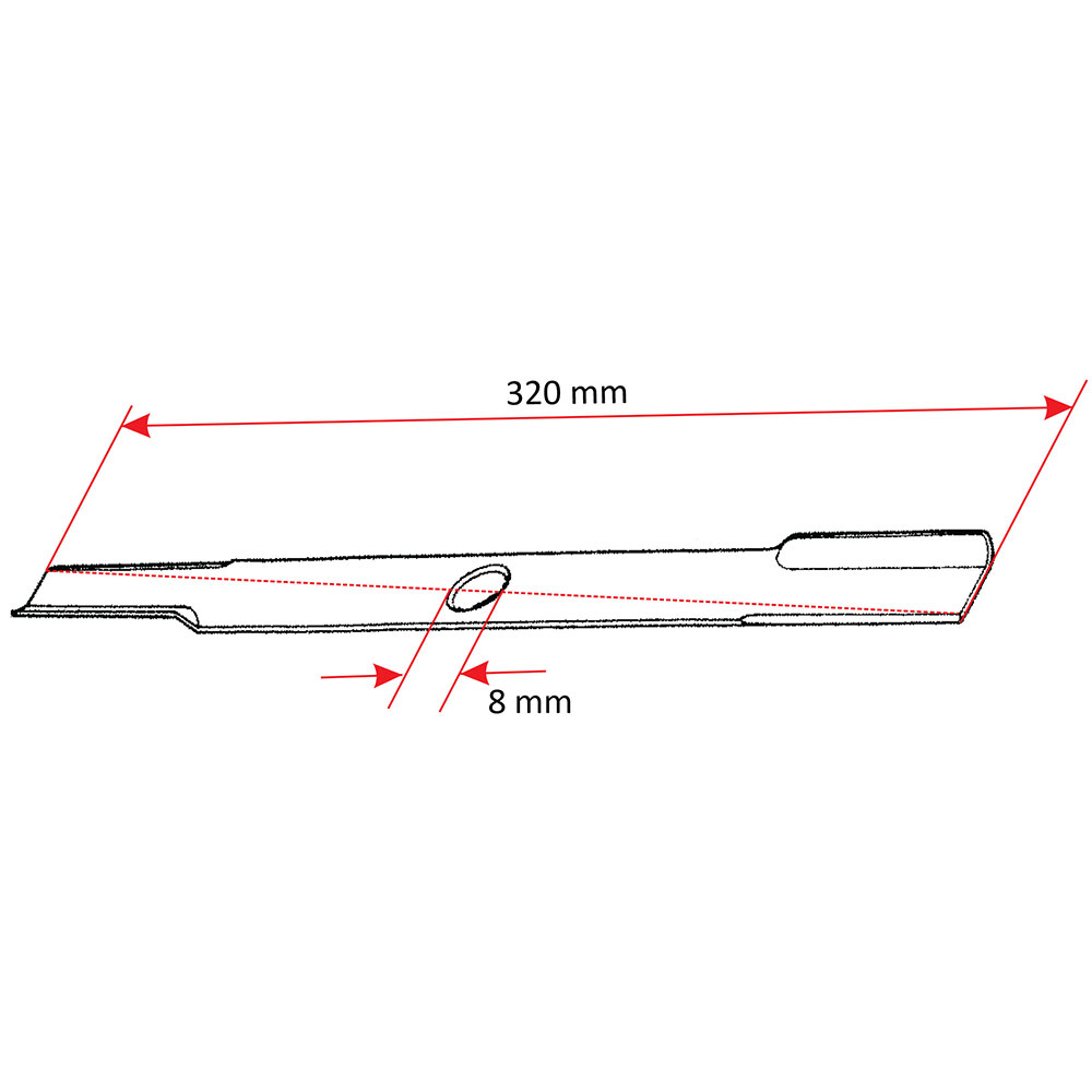 Nož kosačice L 320 mm fi 8 mm Stiga Collector 34E. Castelgarden E320 THORP