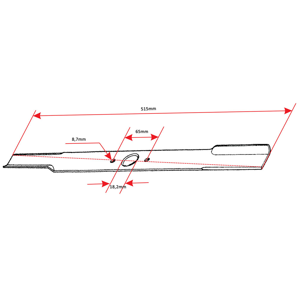 Nož kosačice L 510 mm fi 18,2 mm Castelgarden TWIN-CUT desni