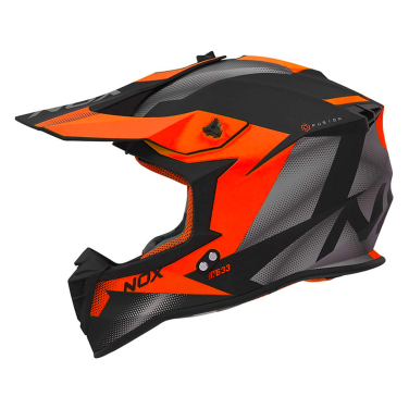 Kaciga NOX Cross N633 FUSION mat crno narandžasta 2XL