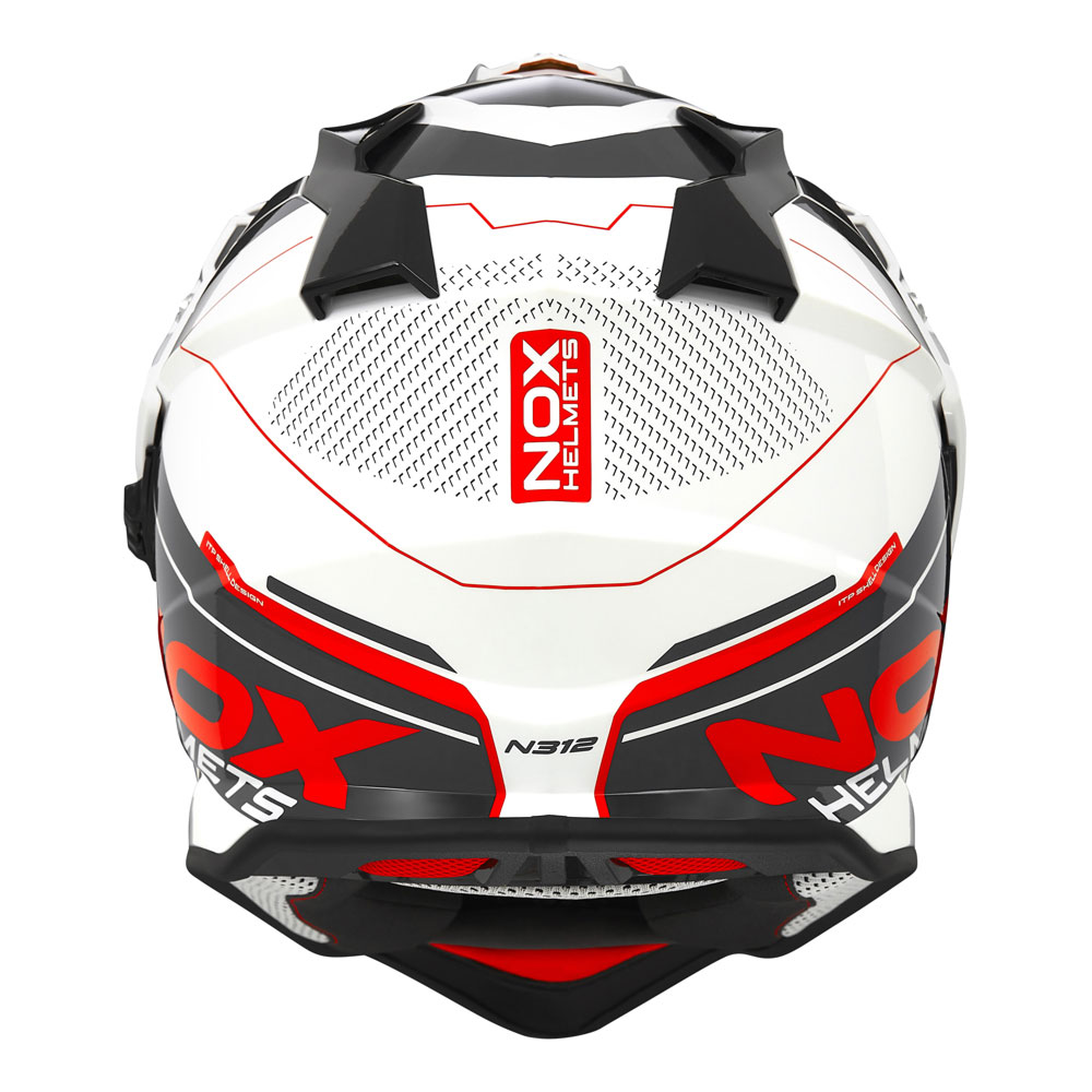 Kaciga NOX Cross sa vizirom N312 DRONE belo crvena 2XL