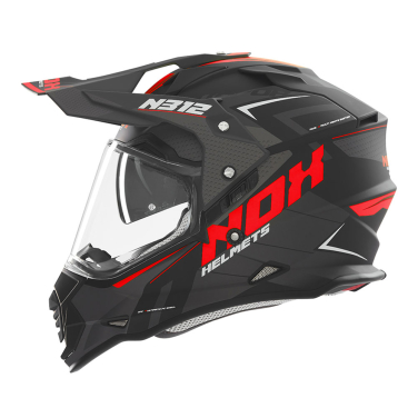 Kaciga NOX Cross sa vizirom N312 VAPOR mat crno crvena XL
