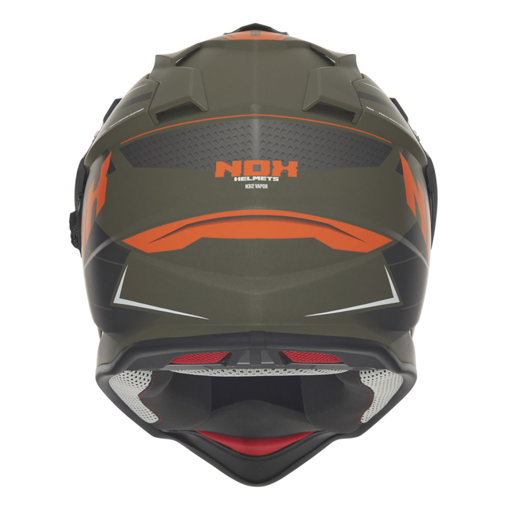 Kaciga NOX Cross sa vizirom N312 VAPOR KHAKI mat zeleno narandžasta XL