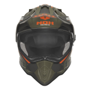 Kaciga NOX Cross sa vizirom N312 VAPOR KHAKI mat zeleno narandžasta XL