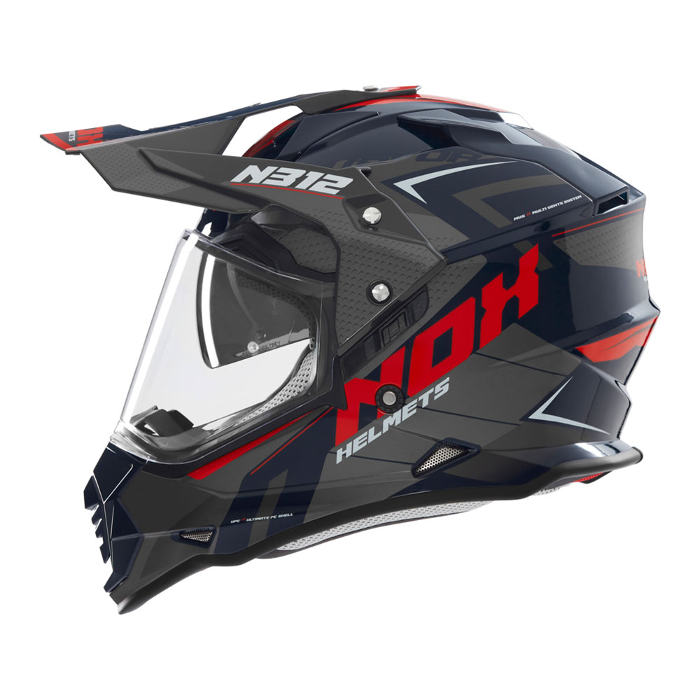 Kaciga NOX Cross sa vizirom N312 VAPOR crveno plava 2XL