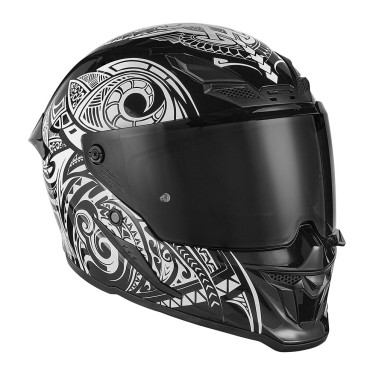 Kaciga NOX EXLUZIV GOLIATH MAORI Full Face mat crno bela 2XL