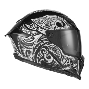 Kaciga NOX EXLUZIV GOLIATH MAORI Full Face mat crno bela