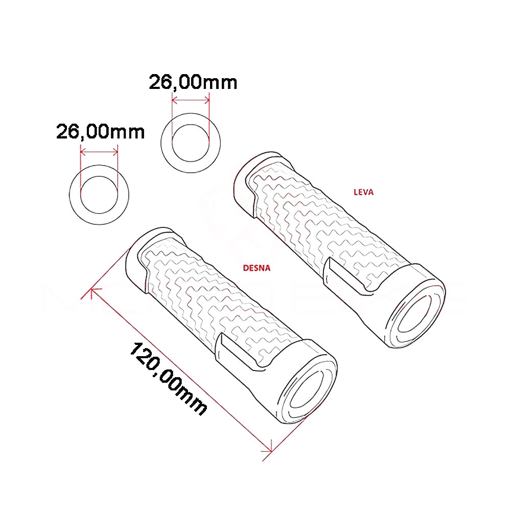 Gume ručke Ariete 01690/F24N 120 mm otvorene  fi 26mm BMW sa grejačima