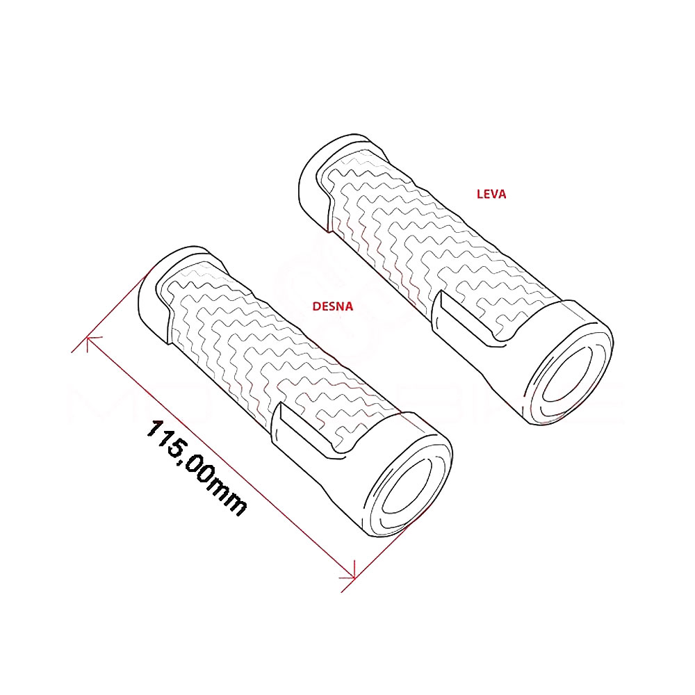 Gume ručke crne RMS dužina 115 mm zatvorene