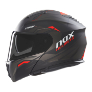Kaciga NOX Flip Up N968 ULTRA sa naočarima mat crno crvena L