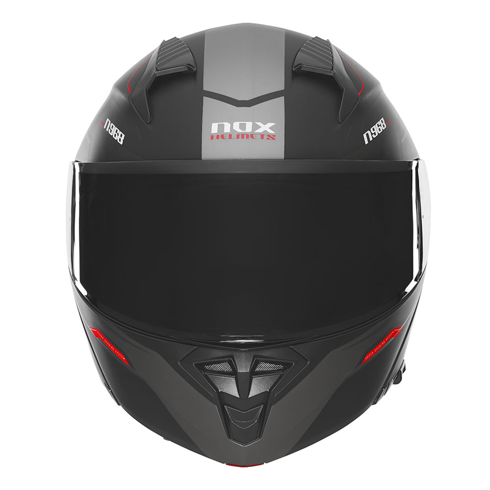 Kaciga NOX Flip Up N968 ULTRA sa naočarima mat crno crvena L