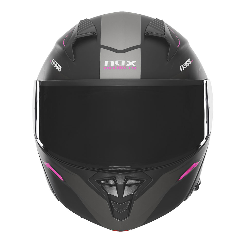 Kaciga NOX Flip Up N968 ULTRA sa naočarima mat crno roza S