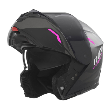 Kaciga NOX Flip Up N968 ULTRA sa naočarima mat crno roza S