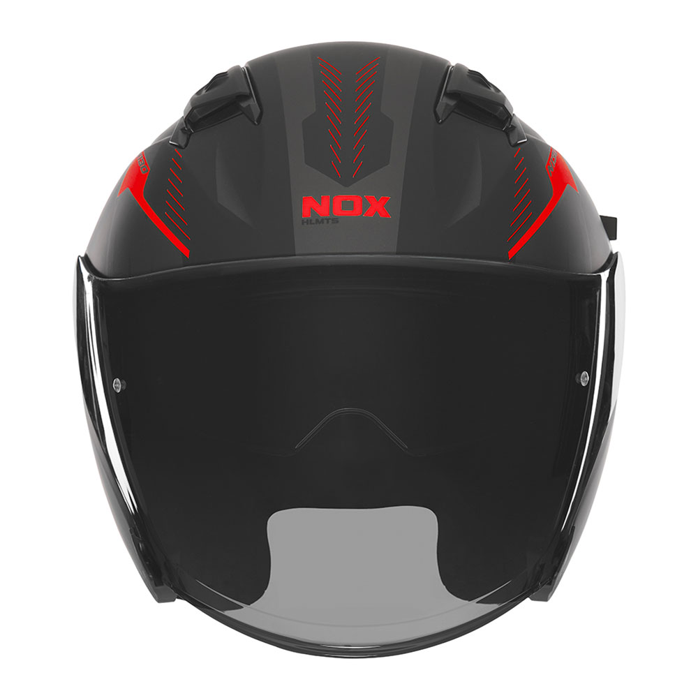 Kaciga NOX Jet N130 MYST mat crno crvena L