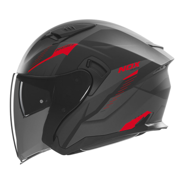Kaciga NOX Jet N130 MYST mat crno crvena L