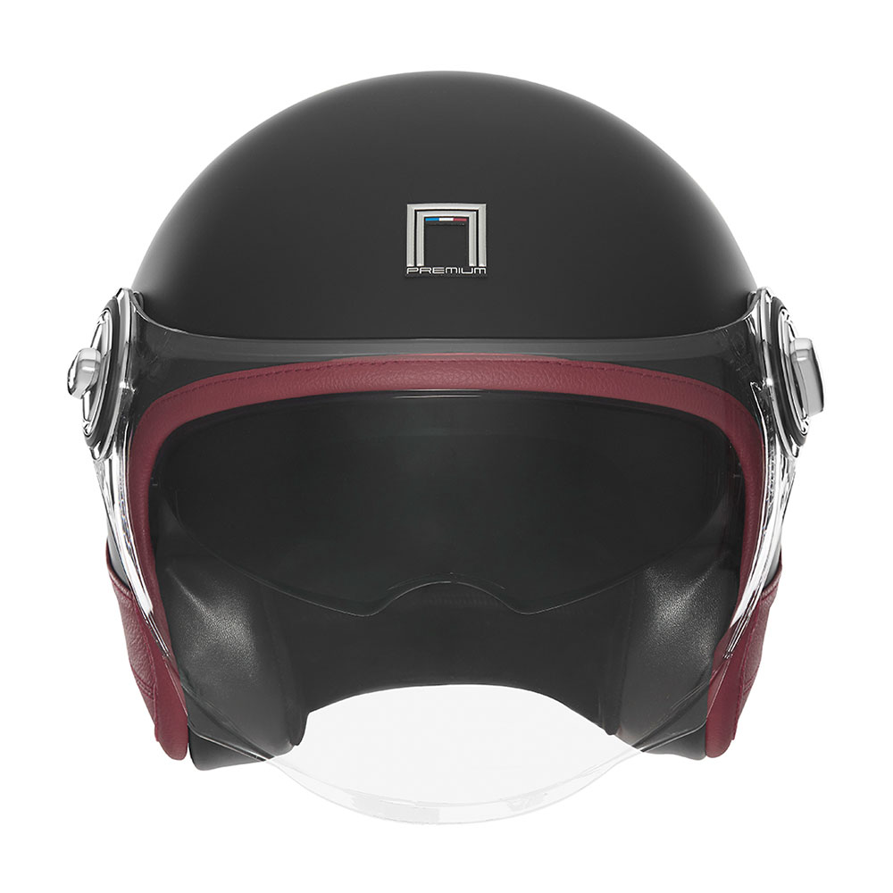 Kaciga NOX HERITAGE PREMIUM crna sa crvenom kožom L
