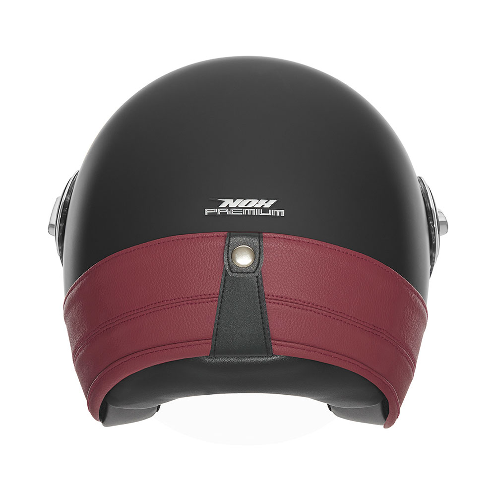 Kaciga NOX HERITAGE PREMIUM crna sa crvenom kožom L