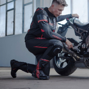 Pantalone kožne VALYANT crno crvene L MODEKA