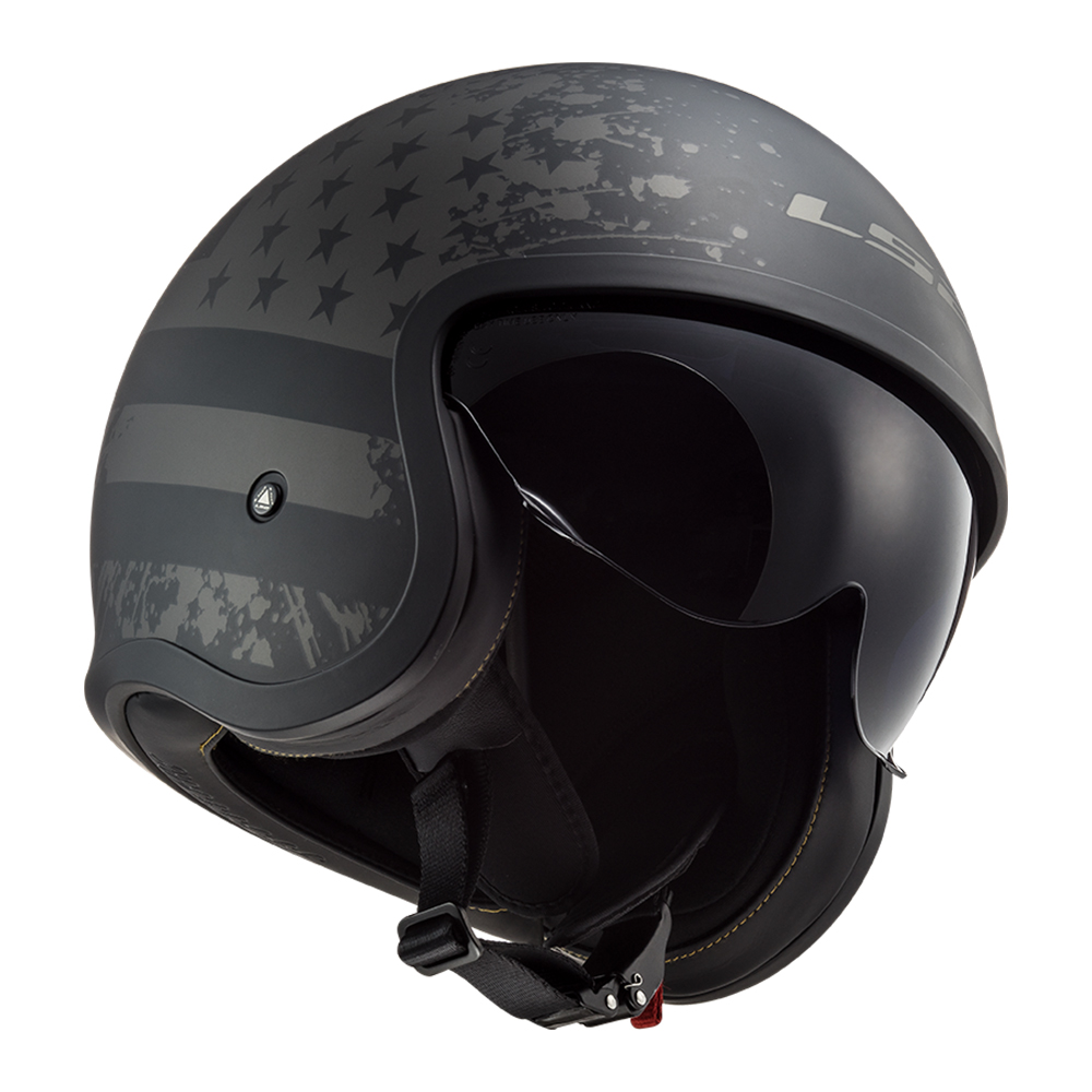 Kaciga LS2 Jet OF599 SPITFIRE  crna sa zastavom L