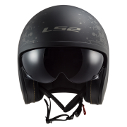 Kaciga LS2 Jet OF599 SPITFIRE  crna sa zastavom L