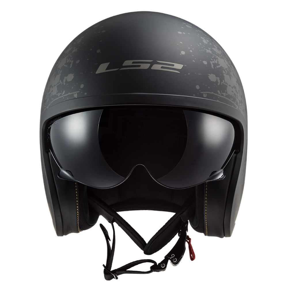 Kaciga LS2 Jet OF599 SPITFIRE  crna sa zastavom L