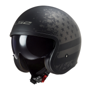 Kaciga LS2 Jet OF599 SPITFIRE  crna sa zastavom L