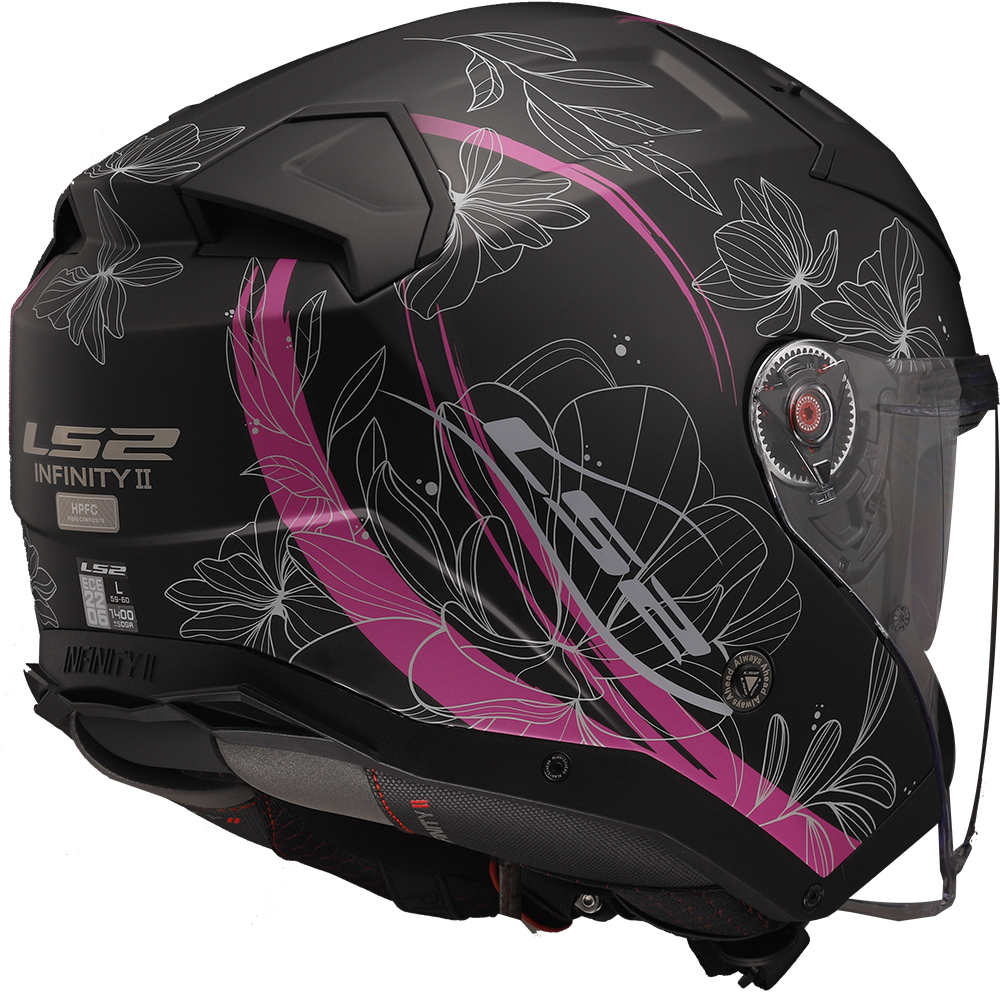 Kaciga LS2 Jet OF603 INFINITY II LOTUS mat crno roza sa naočarima S