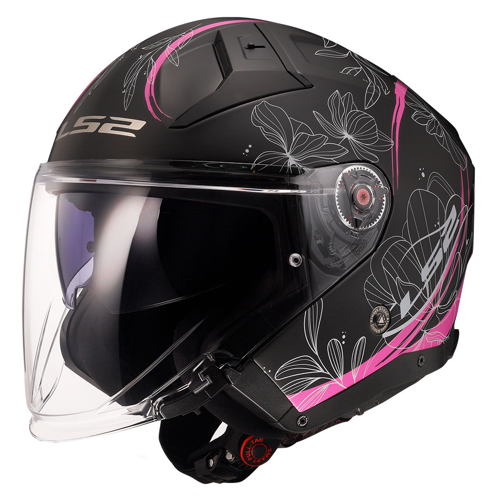 Kaciga LS2 Jet OF603 INFINITY II LOTUS mat crno roza sa naočarima S