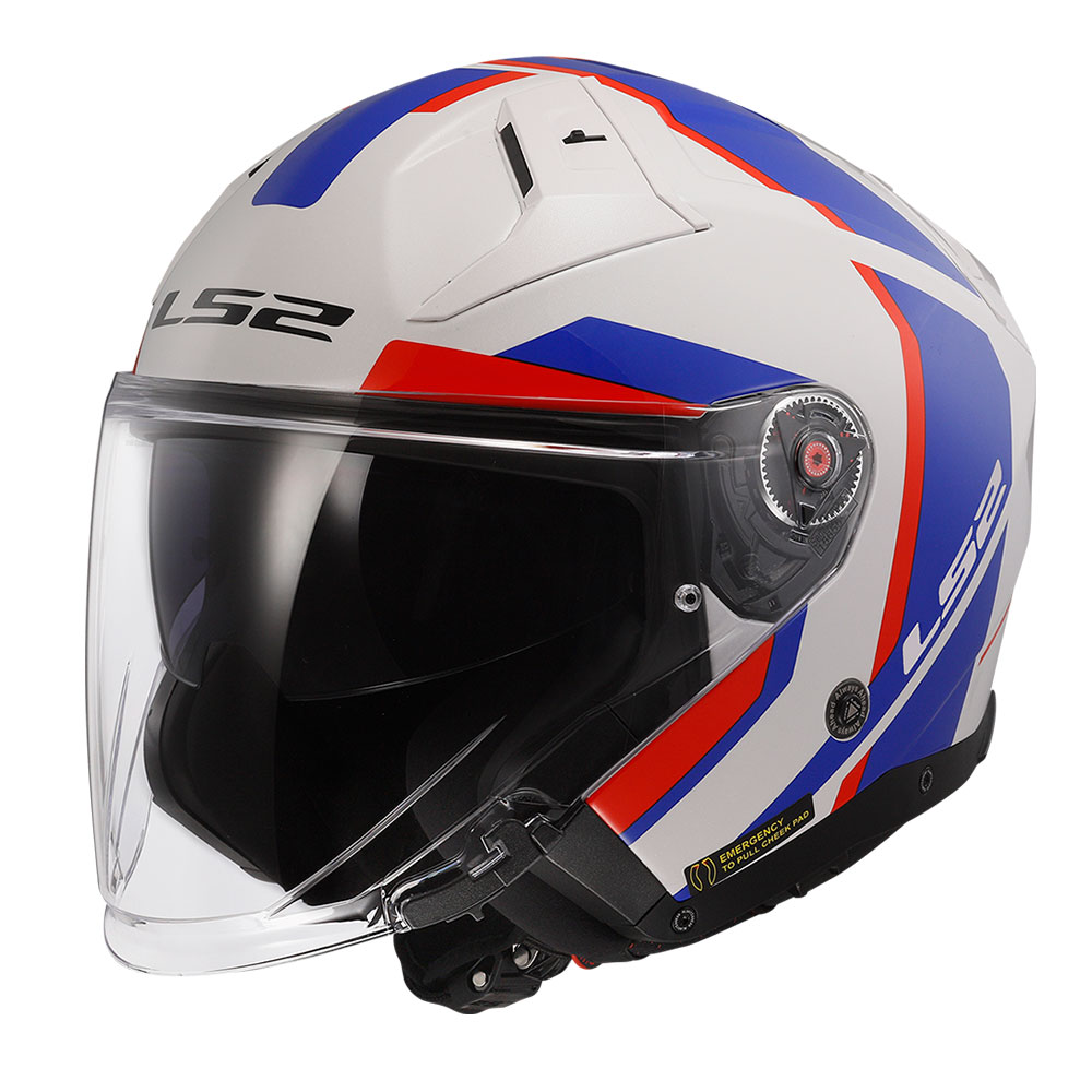 Kaciga LS2 Jet OF603 INFINITY II  FOCUS belo plavo crvena sa naočarima L