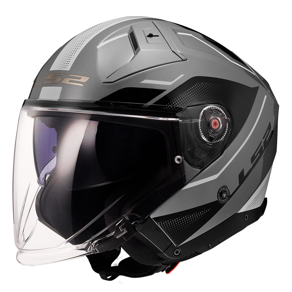 Kaciga LS2 Jet OF603 INFINITY II VEYRON sivo bela sa naočarima 3XL